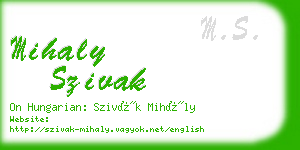 mihaly szivak business card